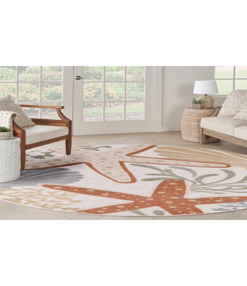 Nourison Aloha Ivory Multicolor ALH24 7 ft. 10 in. Round Rug