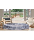 Nicole Curtis Machine Washable Series 1 Ivory Navy SR101 7 ft. 10 in. Round Rug