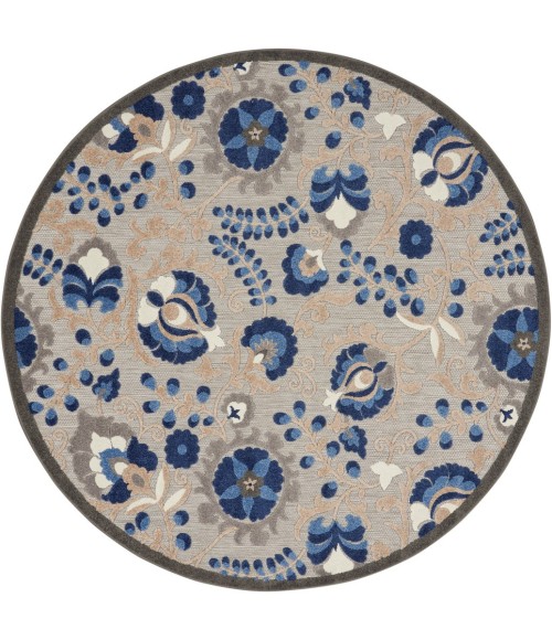 Nourison Aloha Round Area Rug ALH17-Natural/Blue