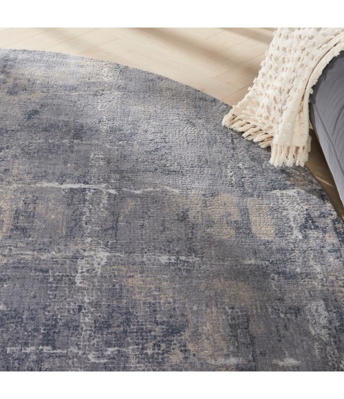Nourison Rustic Textures Area Rug RUS06 Grey/Beige 5'3" Round