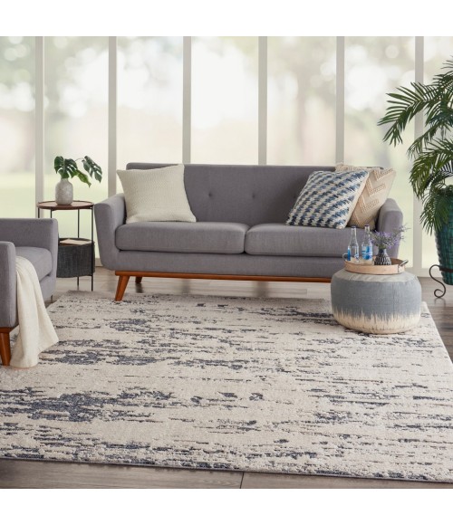 Nourison TEXTURED CONTEMPORARY Area Rug Nourison Textured Contemporary Area Rug TEC03-Ivory Blue