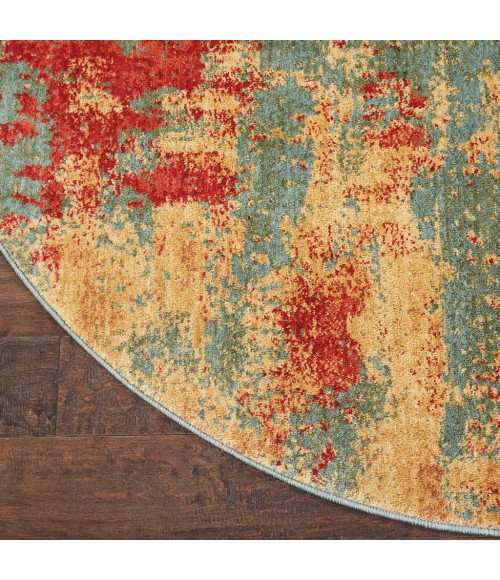 Nourison Somerset Round Area Rug ST91-Teal/Multicolor