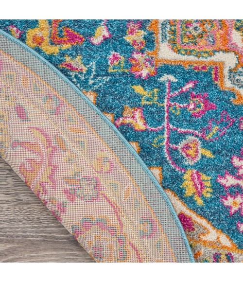 Nourison Passion Area Rug PSN20 Teal Multicolor 5'3" x ROUND