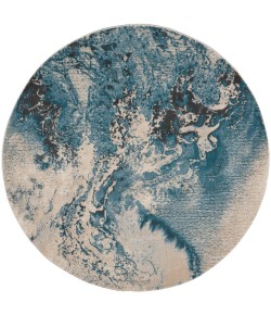 Nourison Maxell - Mae08 Ivory Teal Area Rug 3 ft. 10 in. X 3 ft. 10 in.Round