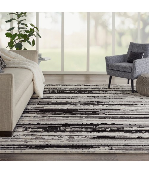 Nourison TEXTURED CONTEMPORARY Area Rug Nourison Textured Contemporary Area Rug TEC02-Ivory/Charcoal