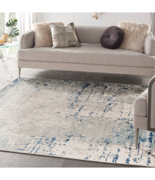 Nourison Quarry Ivory Grey Blue QUA01 8 ft. X Square Rug