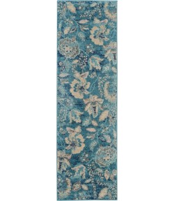Nourison Tranquil(Traql) - Tra02 Turquoise Area Rug 2 ft. 3 X 7 ft. 3 Rectangle