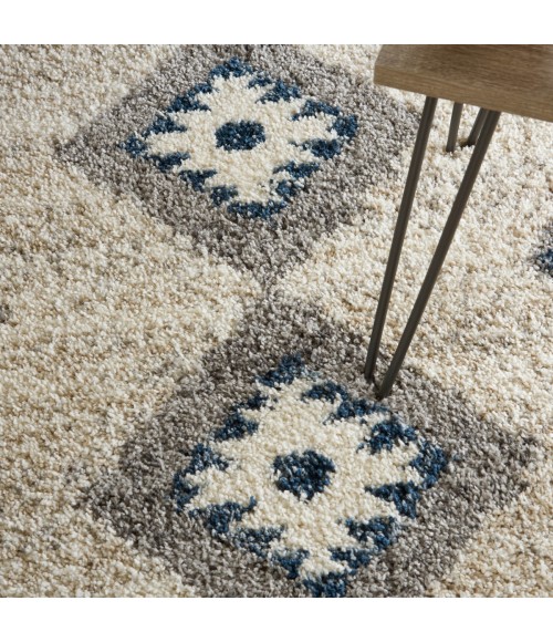 Nourison Scandinavian Shag Ivory/Blue Rug SCN03 5 ft. 3 in. X 7 ft. 9 in. Rect. - Rugs Town Nourison Scandinavian Shag Ivory/Blue SCN03 5 ft. 3 in. X 7 ft. 9 in. Rect. Rug