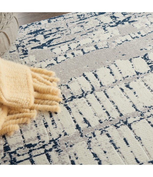 Nourison Twilight Area Rug TWI10 Ivory/Navy 5'6" x 8'