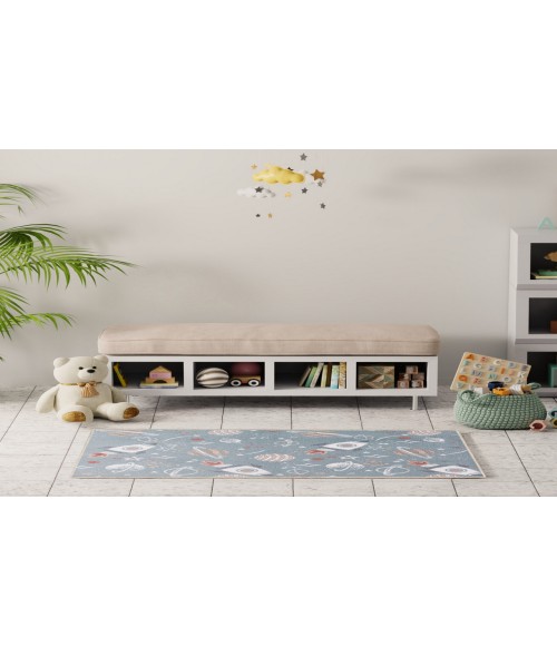 Nourison Astra Machine Washable Blue Multicolor ASW18 3 ft. 3 in. X 5 ft. Rectangle Rug