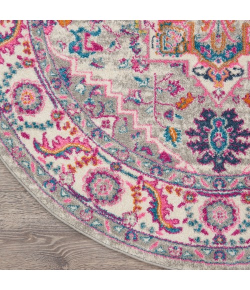 Nourison Passion Area Rug PSN20 Light Grey/Pink 5'3" x ROUND