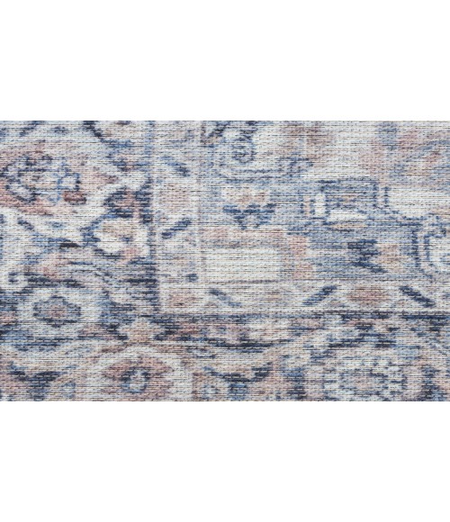 Nicole Curtis Machine Washable Series 1 Ivory Navy SR101 4 ft. X 6 ft. Rectangle Rug