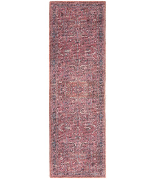 Nicole Curtis Machine Washable Series 1 Area Rug SR102 Red 7' Runner