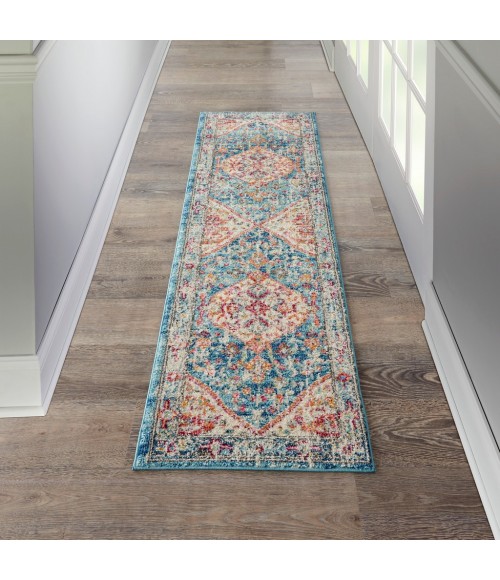 Nourison Passion Runner Area Rug PSN23-Ivory/Light Blue