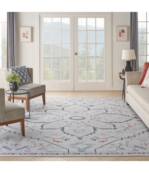 Nicole Curtis Machine Washable Series 1 Area Rug SR110 Ivory Blue