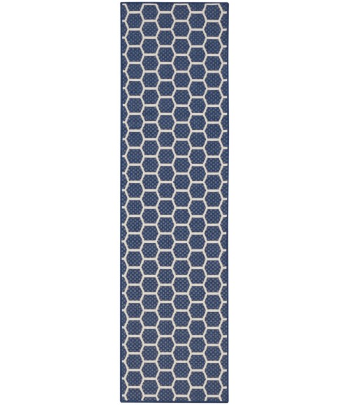 Nourison Reversible Indoor Outdoor Navy RVB01 2 ft. 2 in. X 8 ft. Rect. Rug