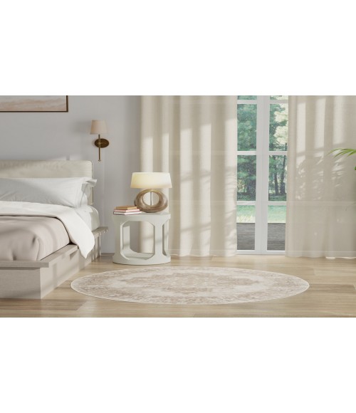 Nourison Grafix Ivory Beige GRF14 4 ft. Round Rug