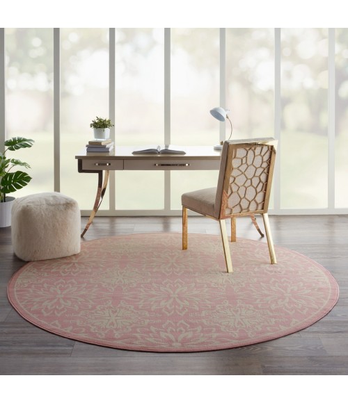 Nourison Jubilant Round Area Rug JUB06-Ivory/Pink