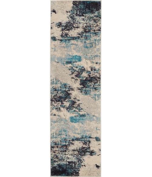Nourison Celestial Runner Area Rug CES02-Ivory/Teal Blue