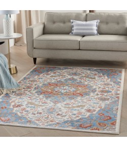 Nourison Elation - Etn09 Ivory Blue Area Rug 5 ft. 3 X 7 ft. 3 Rectangle