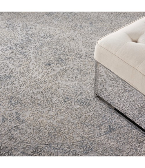 Rustic Textures Area Rug Nourison Rustic Textures Area Rug RUS09 Ivory/Light Blue 5'3" Round