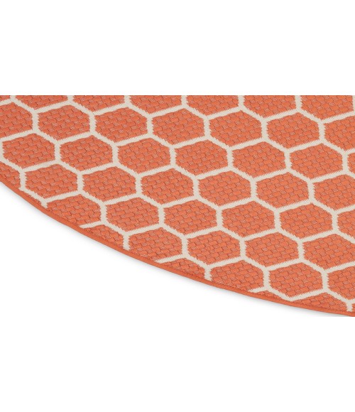 Nourison Reversible Indoor Outdoor Coral RVB01 8 ft. Round Rug