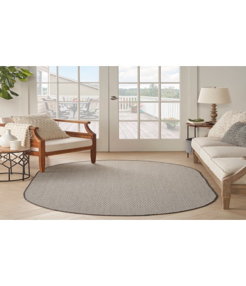 Nourison Courtyard Ivory/Charcoal COU01 5 ft. X 8 ft. Oval Rug