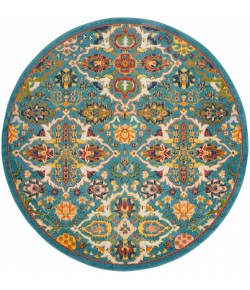 Nourison Allur - Alr03 Turquoise Ivory Area Rug 5 ft. 3 in. X Round