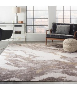 Nourison Silky Textures - Sly03 Brown Ivory Area Rug 9 ft. 3 X 12 ft. 9 Rectangle