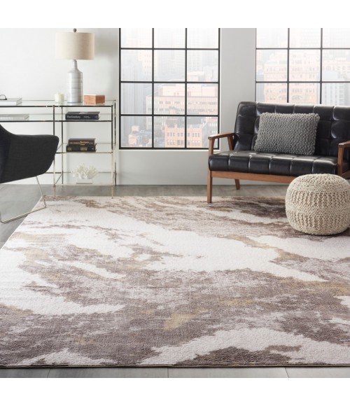 Nourison Sleek Textures Area Rug SLE03-Brown/Ivory