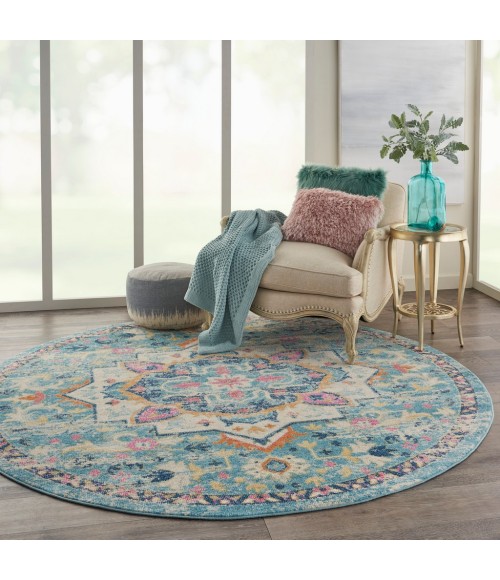 Nourison Passion Round Area Rug PSN25-Ivory/Light Blue