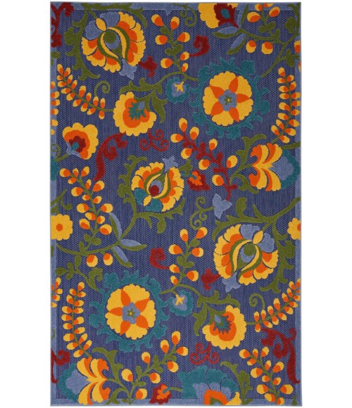 Nourison Aloha Navy Multicolor ALH17 5 ft. 3 in. X 7 ft. 5 in. Rectangle Rug