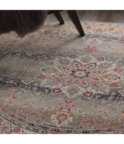 Nourison Vintage Kashan Round Area Rug VKA01-Grey