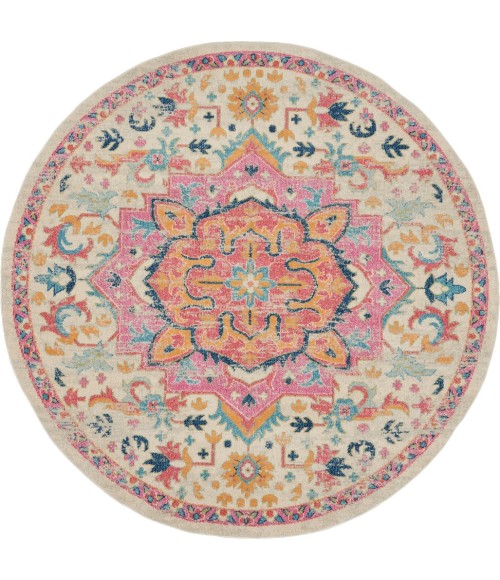Nourison Passion Round Area Rug PSN25-Ivory/Pink