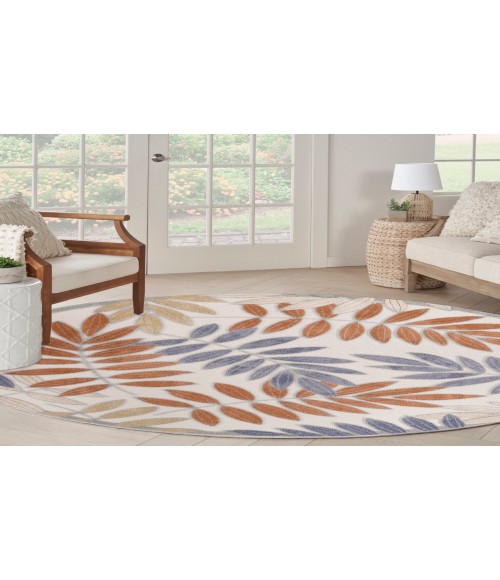 Nourison Aloha Blue Mocha ALH18 5 ft. 3 in. Round Rug