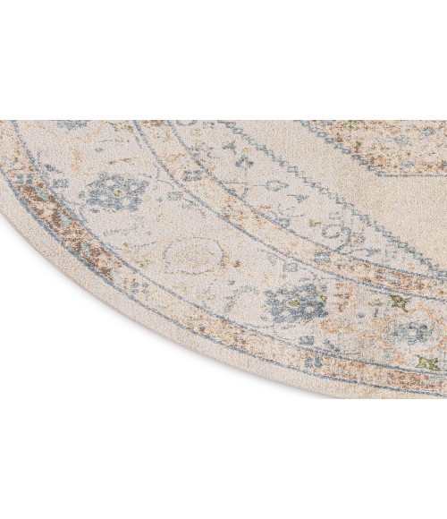 Nourison Astra Machine Washable Ivory Blue ASW13 5 ft. 3 in. Round Rug