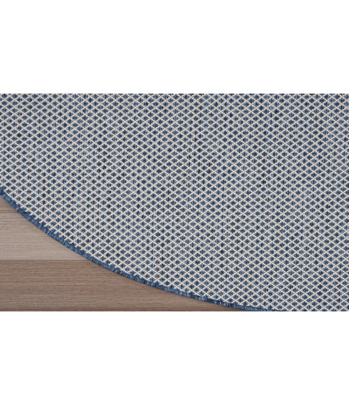 Nourison Courtyard Ivory Blue COU01 5 ft. X 8 ft. Oval Rug