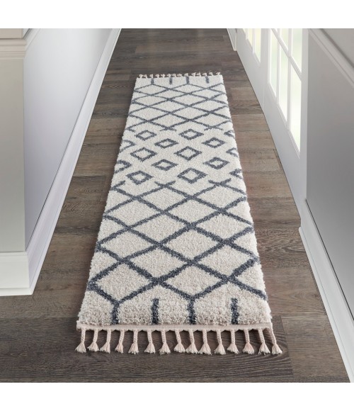 Nourison Moroccan Shag Runner Area Rug MRS01-White
