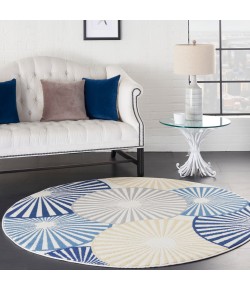 Nourison Home Grafix GRF20 White 5 ft. 3 in. Round Area Rug