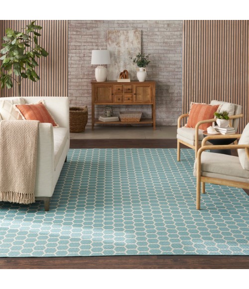 Nourison Reversible Indoor Outdoor Aqua RVB01 10 ft. X 14 ft. Rect. Rug