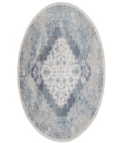 Nourison Home Astra Machine Washable ASW11 Blue Ivory 5 ft. 3 in. Round Area Rug