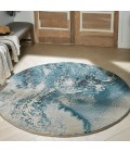 Nourison Maxell Area Rug MAE08 Ivory/Teal 5'3" x round