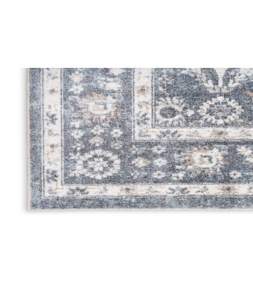 Nourison Astra Machine Washable Dark Blue ASW16 7 ft. 10 in. X 10 ft. Rectangle Rug
