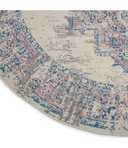 Nourison Grafix Round Area Rug GRF14-Ivory/Pink
