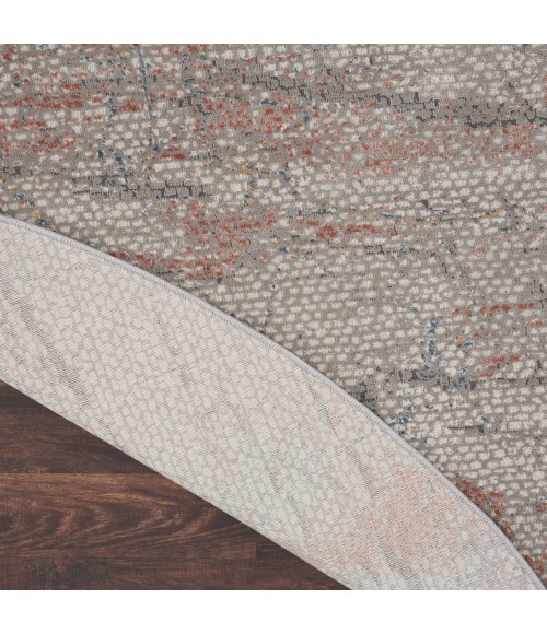 Nourison Rustic Textures Area Rug RUS15 Light Grey/Rust 7'10" Round