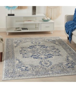 Nourison Tranquil(Traql) - Tra14 Grey Navy Area Rug 5 ft. 3 X 7 ft. 3 Rectangle