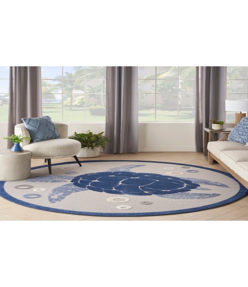 Nourison Aloha Navy Blue ALH27 7’10” Round Rug