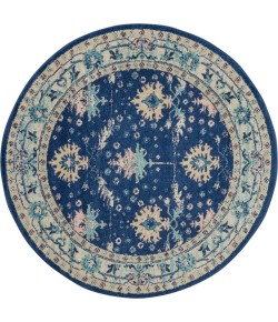 Nourison Tranquil(Traql) - Tra10 Navy Ivory Area Rug 5 ft. 3 X Round