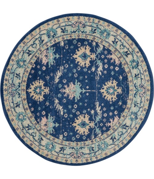 Nourison Tranquil Round Area Rug TRA10-Navy/Ivory