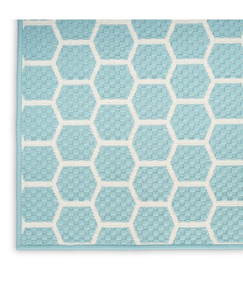 Nourison Reversible Indoor Outdoor Aqua RVB01 2 ft. 2 in. X 12 ft. Rect. Rug